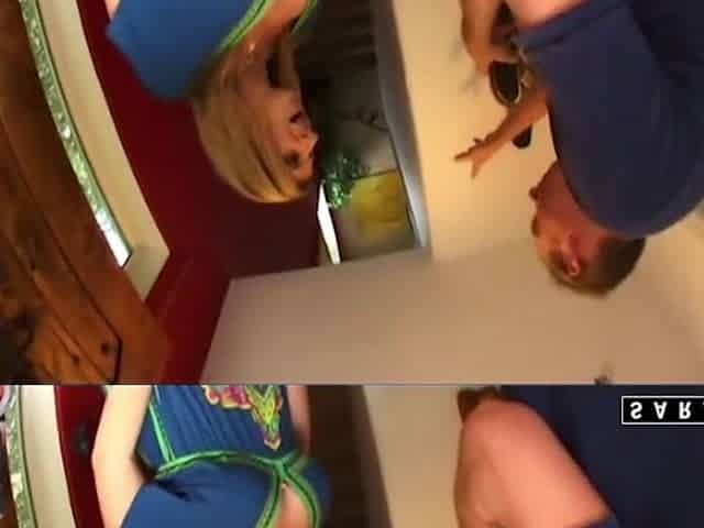 It's Sara Jay Taking All That Cum On Her Bazookas After A Wild Cunt Screw!