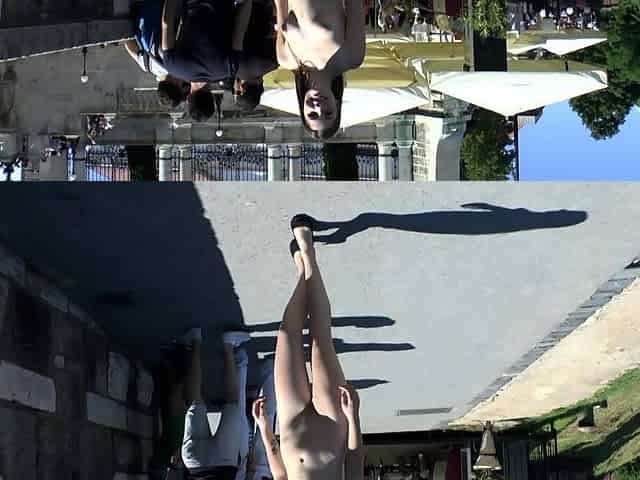 Amateur teen flashing and public nudity of blonde
