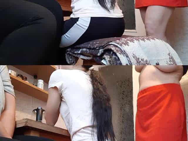 Our MILF Neighbor Started Masturbating in Front of Us with Dirty Talk