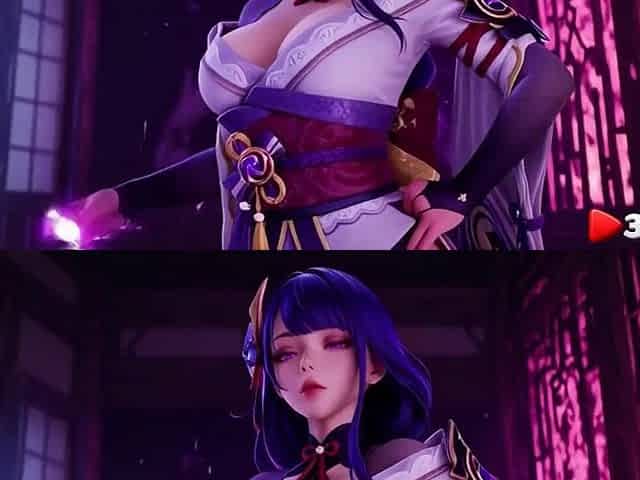 A thug broke into Raiden Shogun's place at night and banged her in each gap [AI]