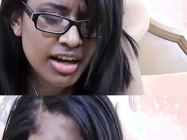 Nerdy Ebony 18 yr old fucks and sucks