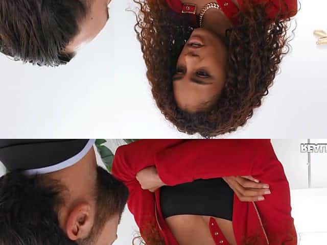 Curly haired ebony diva wants man's white dick