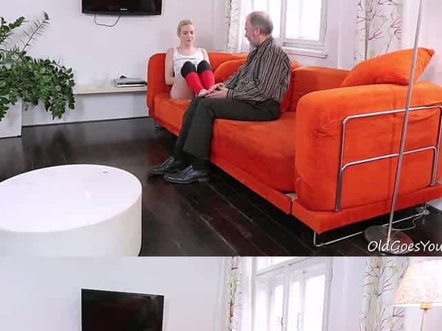 A mature guy worships her young body