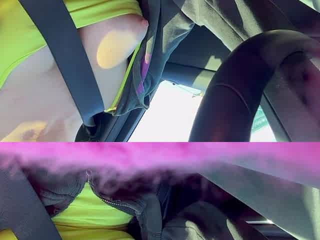 Italian Horny Big Tits MILF Car Drive Flashing Her Perfect Boobs Link on X