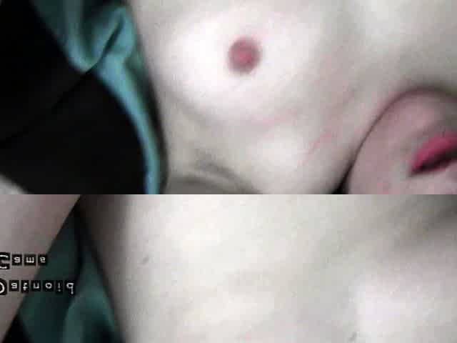 Small titted brunette teen fingering on the bed