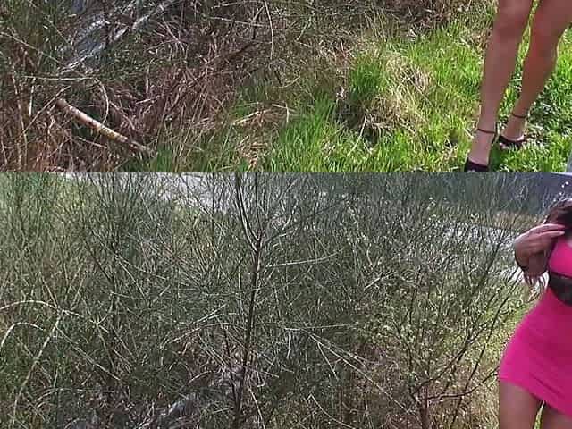 Brunette from village blowjob outdoors