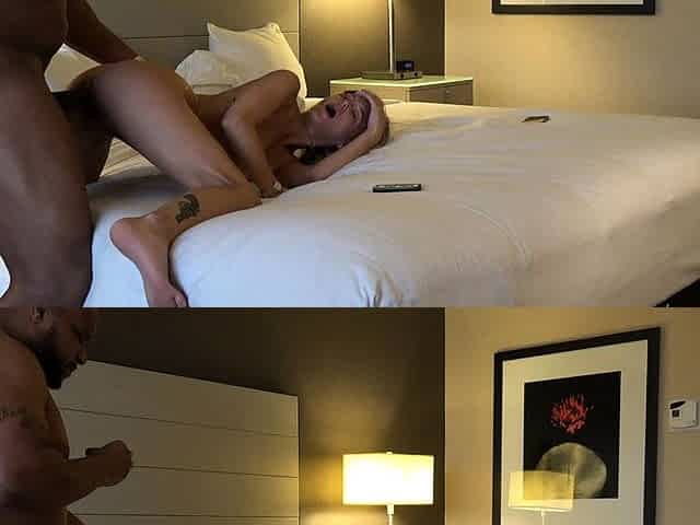 Blonde hottie hardcore interracial gangbang