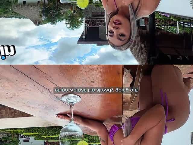 Boss screws golden-haired Colombian small with large titties in the pool of a resort - Naty Delgado