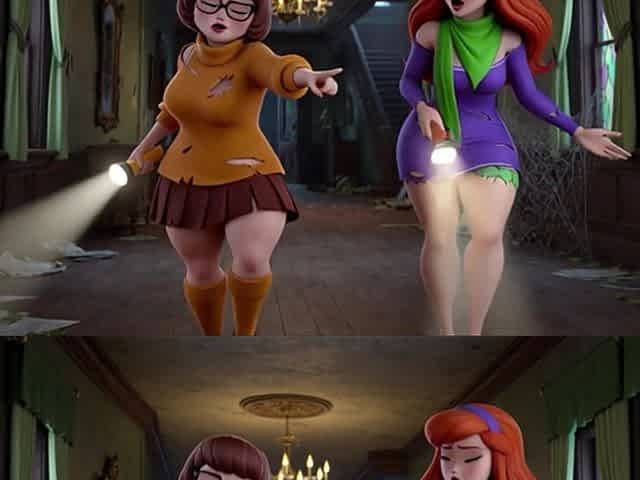 Velma and Daphne Become Fully Nude in Haunted Mansion Ghost Mystery as Their Clothes Tear During Investigation