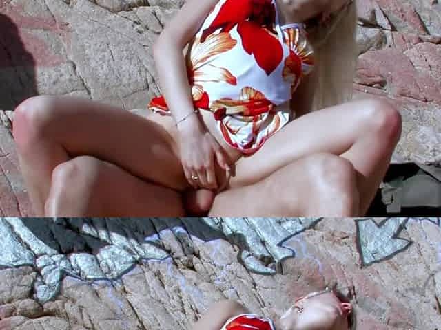 Hot french blonde anal fucking by big cock on public beach - MMM100