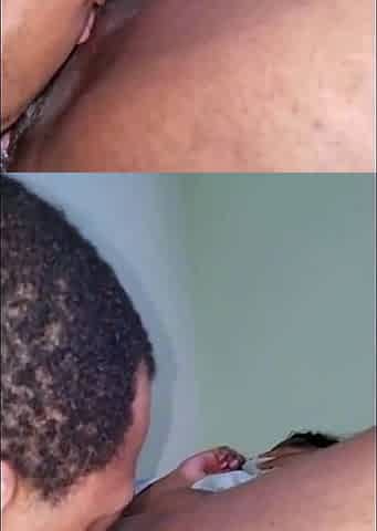 Eating My Black BBW Girlfriend's Pussy at Home