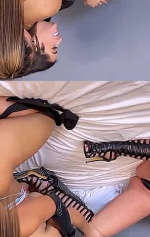 Two Masochistic MILFs Have a Lesbian Threesome with a Girl - Carla Boom