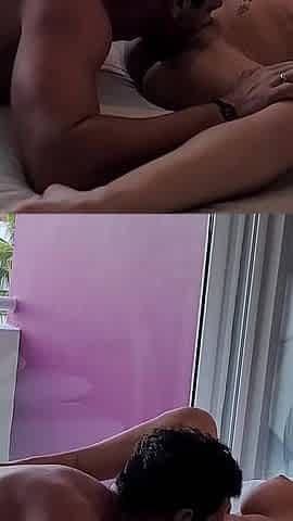 Cheating Wife Gets Creampied on Balcony in Front of Crowd