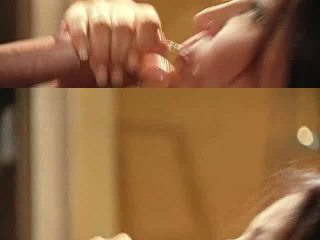 Cumshot for brunette after pov blowjob