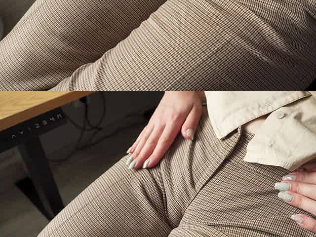 Naughty Colleague Seduces You with Her Fat Cameltoe in Trousers