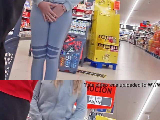 GET TO WATCH! Lustful cutie caught touching in public. Out Of pants flashing CAMELTOE vagina lips