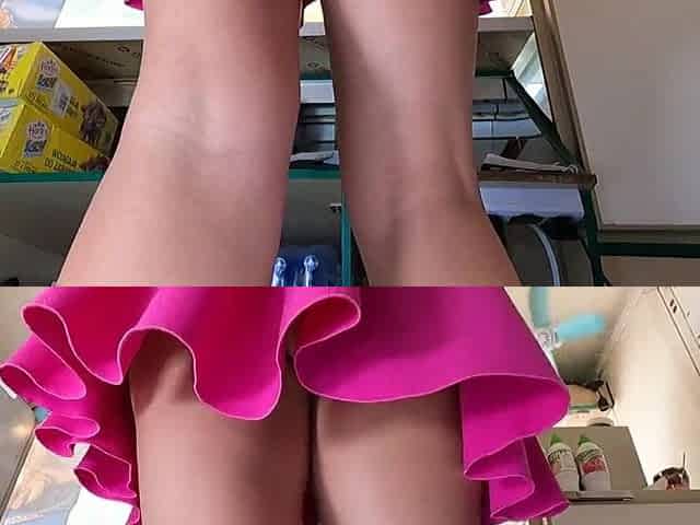 Hawt and dumb slut secretly upskirted at work by wicked boss - pov