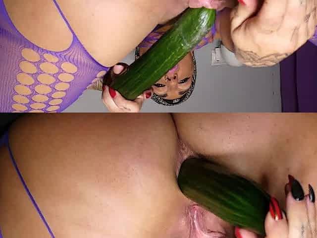 Nympho Danaxmuscles breaks her booty with courgettes