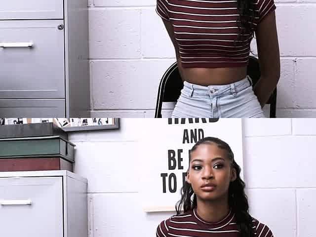 Skinny black teen thief busted stealing