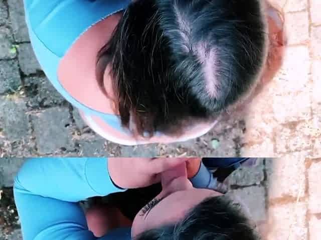 Risky Roadside Blowjob with a BBW Babe