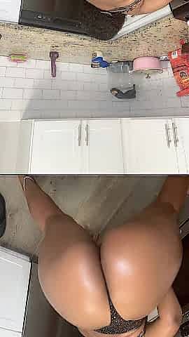 Black Twerk Session late night in kitchen @pinkyybratzzz