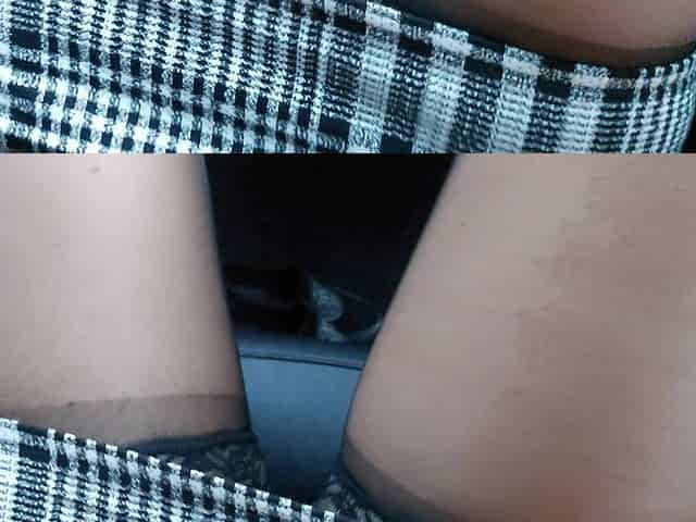 Horny MILF in Nylon Stockings Teases a Taxi Driver in the Car, with Her Sexy Legs and Feet in the Morning