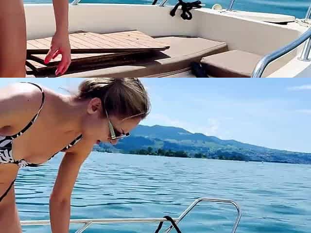 Boat Wash in sexi Belt Swimsuit: Summer is here