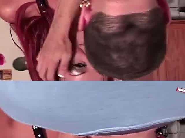 Leather on fake titties is all it takes to drive he eager