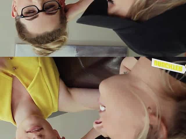 Hot blonde girl with nice ass teases a wealthy man with her mouth and then gets fucked on the bed