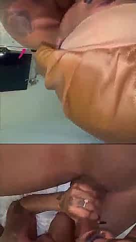 Hot black ebony riding ebony penis coarse creampie