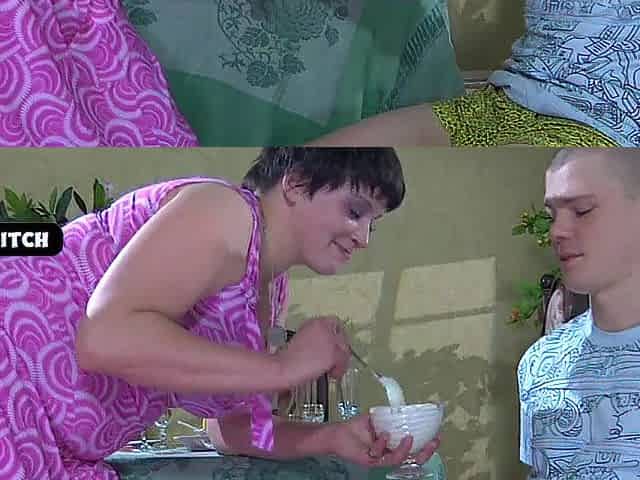 Wicked mother I'd like to fuck drilled youthful dude and ate his load with icecream