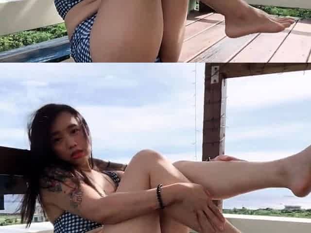 Long-Legged Beauty Shows Off by the Seaside