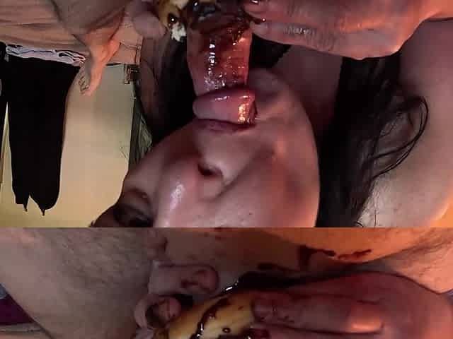 Chocolate Syrup Donut and Penis for dessert