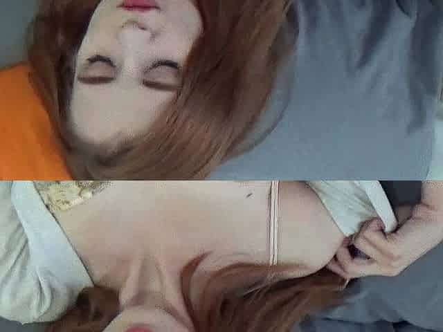 Sexy amateur redhead teen double dildo action