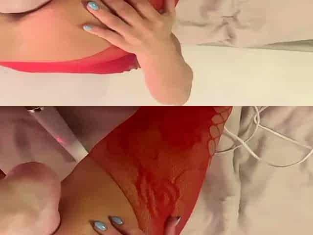 Hot amateur chick riding toy and fingering on webcam