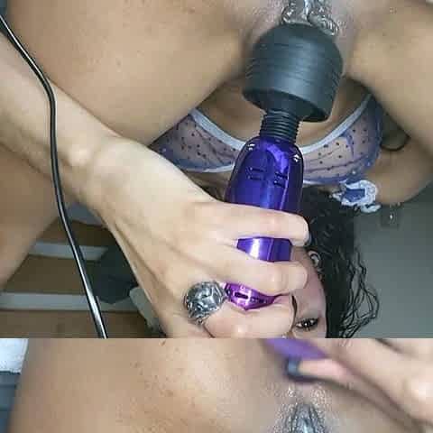Kinky moist taco brunette anal toy play during masturbating