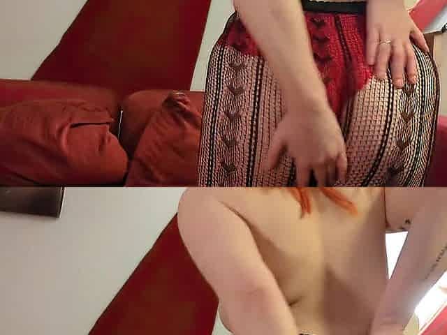 Redhead goth angel playing, drinking champagne and masturbating - can u assist her cum?