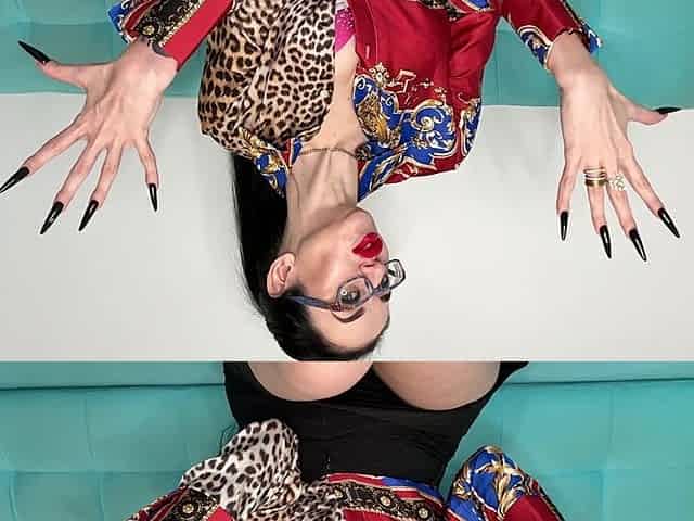Long Black Nails and Black Pensil Skirt and Silk Blouse on Me