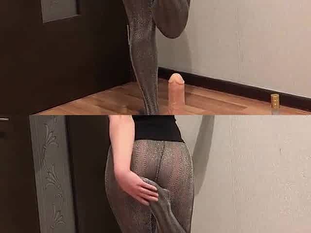 Anal penetration with a giant rubber cock. A mother I'd like to fuck with a hawt booty in hose.