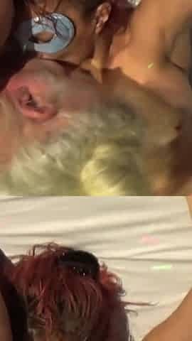 Three cocks for the slut ..