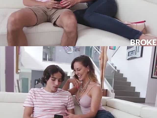 Stepmom Teases Her Stepsons Friend With Her Pretty Cleavage - Cherie Deville