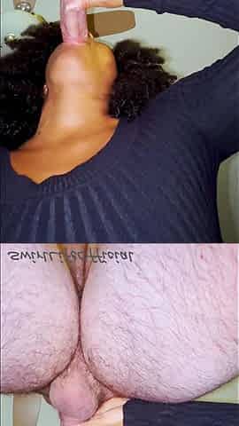 GIRL IN BLACK DEEPTHROATS COCK AND SWALLOWS BIG LOAD