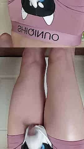 Oiled Femboy Spunk fountain In Cute Puppy Undies