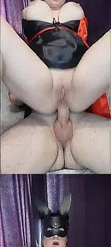 Jumped anal on a large penis, banged her face and came with tons of jizz