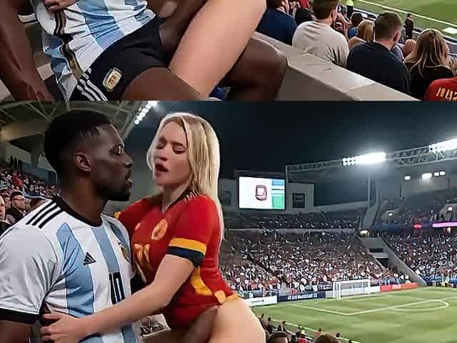 WOW Hawt! (( " ARGENTINA bang SPAIN " )) Last World Cup... in Public! Who wins? Answer in the comments! "Interracial"(IA)