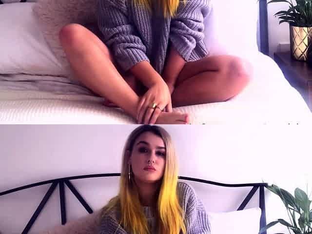 Amateur blonde babe masturbates on cam