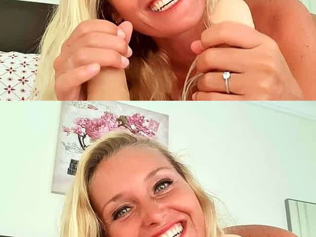 MILF blonde live toys webcam show in shower