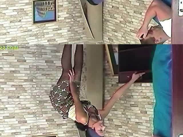 Indecent floozy in hawt fishnet and on heels gets banged