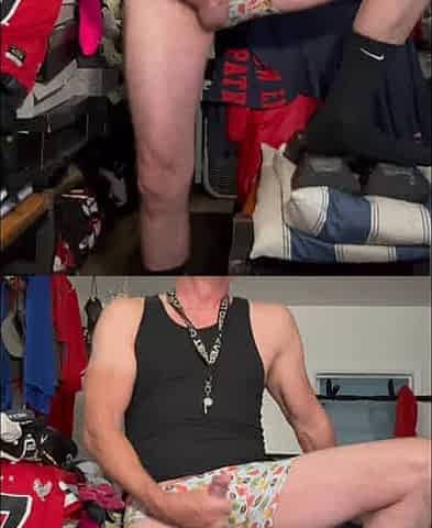 JockDad87 Sunday Funday Cumshot in Football Underwear