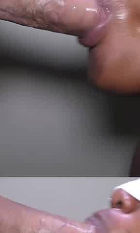 POV Interracial Blowjob Cum Swallow